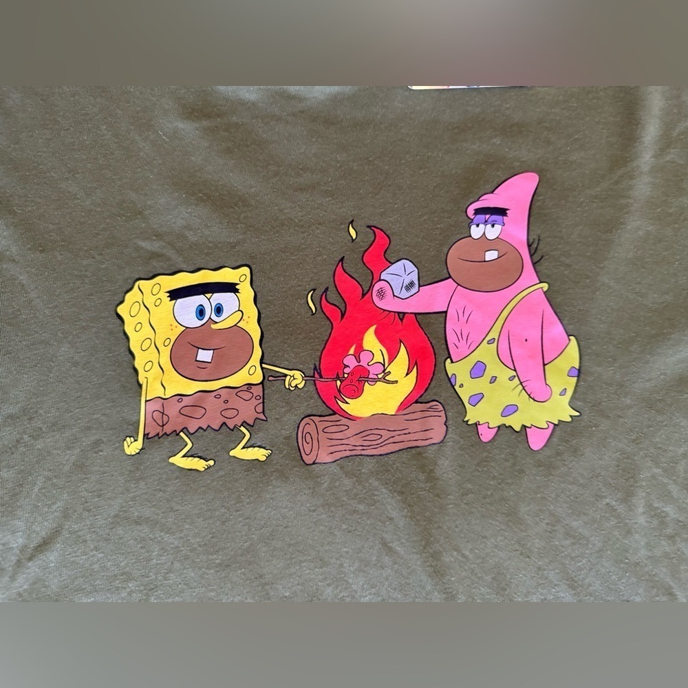 SpongeBob and Patrick caveman long sleeve shirt Nickelodeon size L green - Picture 11 of 13